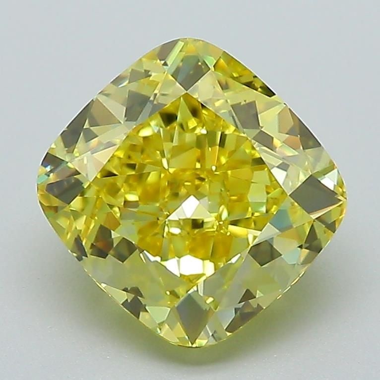 Loose Diamond - CUSHION BRILLIANT 2.62ct Fancy Vivid Yellow VVS2: Loose Diamond - CUSHION BRILLIANT 2.62ct Fancy Vivid Yellow VVS2 Source: This is a real non-mined Diamond that has been grown in a lab Shape: CUSHION BRILLIANT Carats: 2.62 Color: Fancy Vivid Yellow C