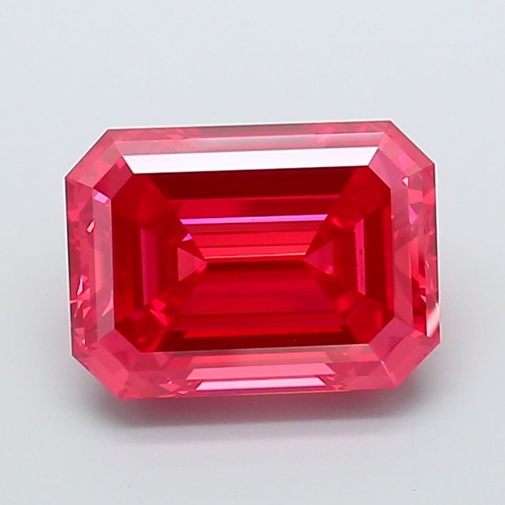 Loose Diamond - EMERALD 9.35ct Fancy Vivid Red VS1: Loose Diamond - EMERALD 9.35ct Fancy Vivid Red VS1 Source: This is a real non-mined Diamond that has been grown in a lab Shape: EMERALD Carats: 9.35 Color: Fancy Vivid Red Certification: IGI Video: