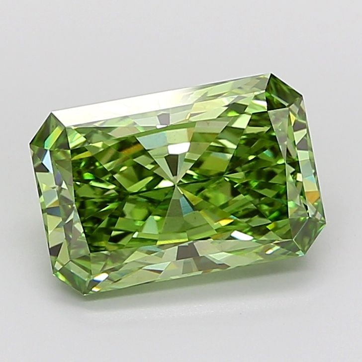 Loose Diamond - RADIANT 5.63ct Fancy Vivid Green VS1: Loose Diamond - RADIANT 5.63ct Fancy Vivid Green VS1 Source: This is a real non-mined Diamond that has been grown in a lab Shape: RADIANT Carats: 5.63 Color: Fancy Vivid Green Certification: IGI Video