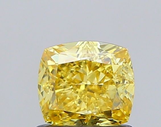 Loose Diamond - CUSHION MODIFIED 1.01ct Fancy Intense Yellow VS1: Loose Diamond - CUSHION MODIFIED 1.01ct Fancy Intense Yellow VS1 Source: This is a real non-mined Diamond that has been grown in a lab Shape: CUSHION MODIFIED Carats: 1.01 Color: Fancy Intense