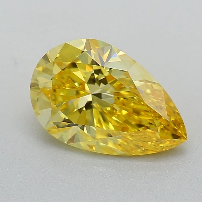 Loose Diamond - PEAR 0.84ct Fancy Vivid Yellow VVS1: Loose Diamond - PEAR 0.84ct Fancy Vivid Yellow VVS1 Source: This is a real non-mined Diamond that has been grown in a lab Shape: PEAR Carats: 0.84 Color: Fancy Vivid Yellow Certification: IGI Video: