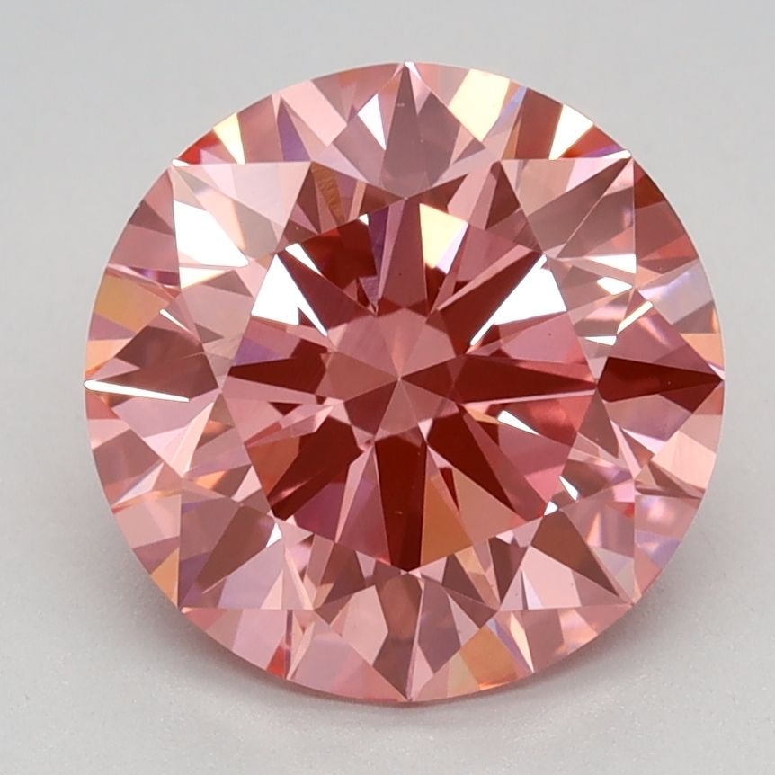 Ideal Loose Diamond - ROUND 2.67ct Fancy Vivid Pink VS1: Ideal Loose Diamond - ROUND 2.67ct Fancy Vivid Pink VS1 Source: This is a real non-mined Diamond that has been grown in a lab Shape: ROUND Carats: 2.67 Color: Fancy Vivid Pink Certification: IGI Video