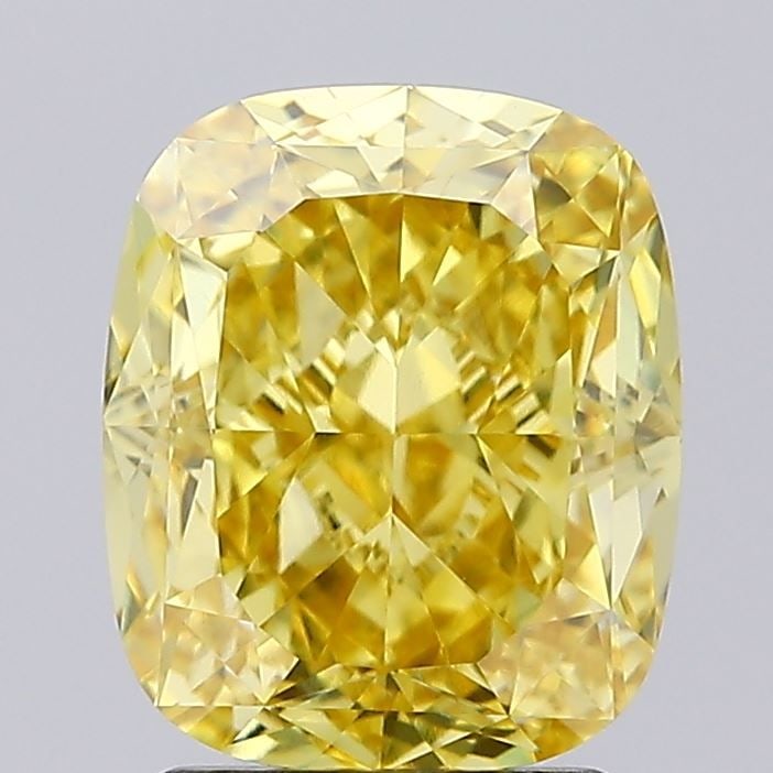 Loose Diamond - CUSHION MODIFIED 2.76ct Fancy Vivid Yellow VVS2: Loose Diamond - CUSHION MODIFIED 2.76ct Fancy Vivid Yellow VVS2 Source: This is a real non-mined Diamond that has been grown in a lab Shape: CUSHION MODIFIED Carats: 2.76 Color: Fancy Vivid Yellow Cer