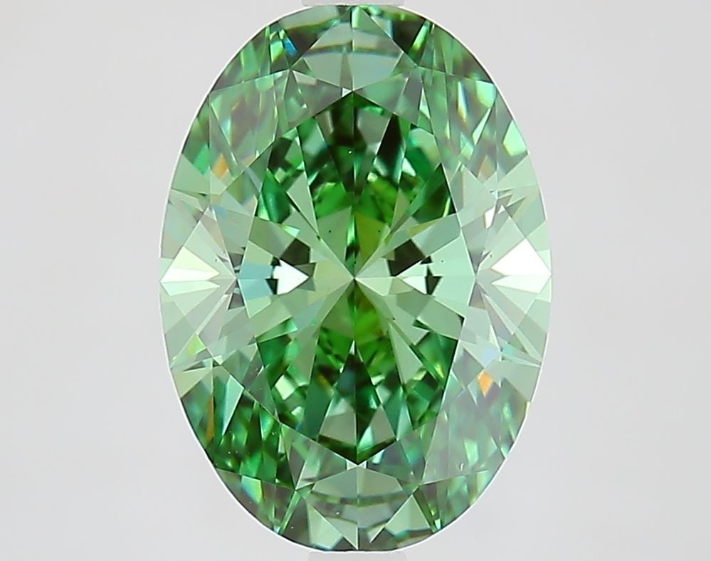 Loose Diamond - OVAL 3.03ct Fancy Vivid Green VS2: Loose Diamond - OVAL 3.03ct Fancy Vivid Green VS2 Source: This is a real non-mined Diamond that has been grown in a lab Shape: OVAL Carats: 3.03 Color: Fancy Vivid Green Certification: IGI Video: