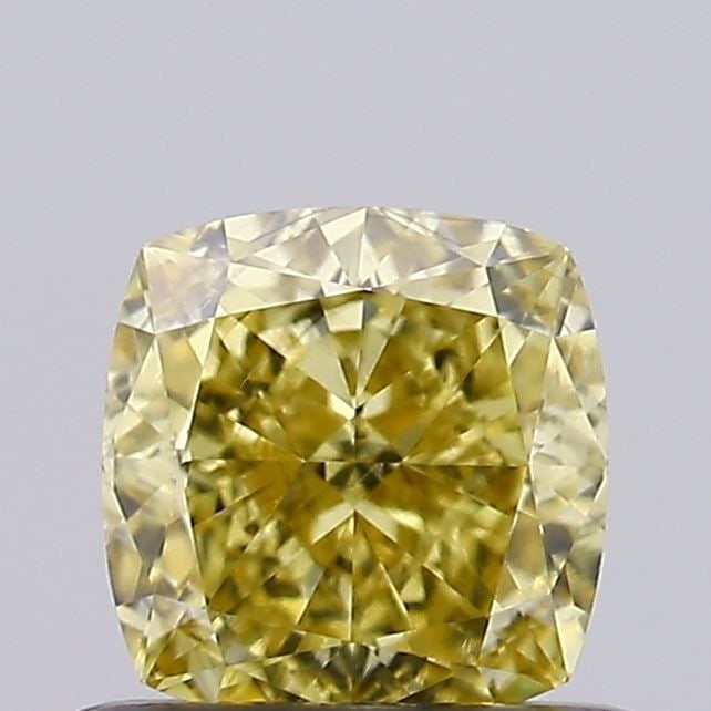 Loose Diamond - CUSHION MODIFIED 0.73ct Fancy Intense Yellow VS2: Loose Diamond - CUSHION MODIFIED 0.73ct Fancy Intense Yellow VS2 Source: This is a real non-mined Diamond that has been grown in a lab Shape: CUSHION MODIFIED Carats: 0.73 Color: Fancy Intense