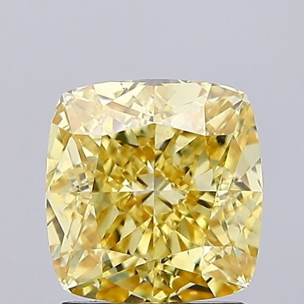 Loose Diamond - CUSHION MODIFIED 2.07ct Fancy Vivid Yellow VS1: Loose Diamond - CUSHION MODIFIED 2.07ct Fancy Vivid Yellow VS1 Source: This is a real non-mined Diamond that has been grown in a lab Shape: CUSHION MODIFIED Carats: 2.07 Color: Fancy Vivid Yellow