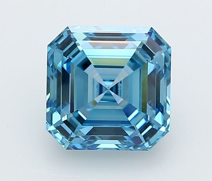 Loose Diamond - ASSCHER 2.43ct Fancy Vivid Blue VVS1: Loose Diamond - ASSCHER 2.43ct Fancy Vivid Blue VVS1 Source: This is a real non-mined Diamond that has been grown in a lab Shape: ASSCHER Carats: 2.43 Color: Fancy Vivid Blue Certification: IGI