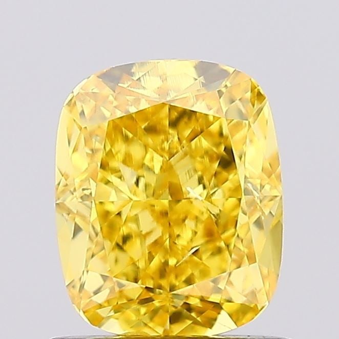 Loose Diamond - CUSHION MODIFIED 1.01ct Fancy Vivid Yellow SI1: Loose Diamond - CUSHION MODIFIED 1.01ct Fancy Vivid Yellow SI1 Source: This is a real non-mined Diamond that has been grown in a lab Shape: CUSHION MODIFIED Carats: 1.01 Color: Fancy Vivid Yellow Cert