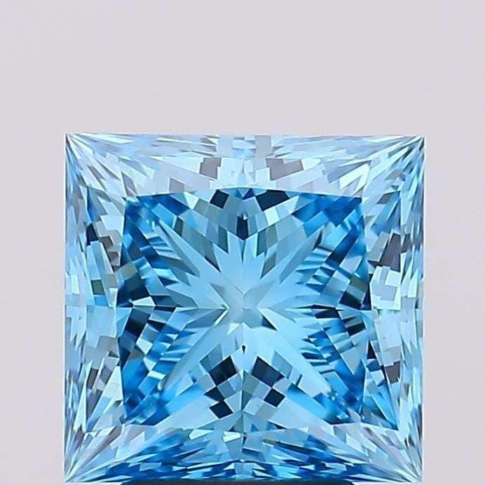 Loose Diamond - PRINCESS 4.04ct Fancy Vivid Blue VS1: Loose Diamond - PRINCESS 4.04ct Fancy Vivid Blue VS1 Source: This is a real non-mined Diamond that has been grown in a lab Shape: PRINCESS Carats: 4.04 Color: Fancy Vivid Blue Certification: IGI