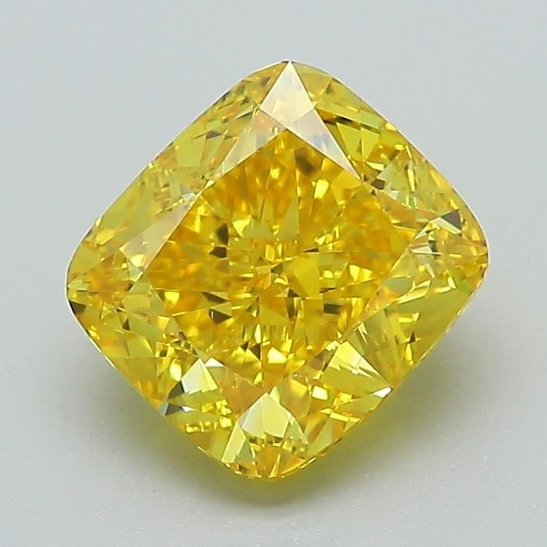 Loose Diamond - CUSHION MODIFIED 2.11ct Fancy Vivid Yellow VS1: Loose Diamond - CUSHION MODIFIED 2.11ct Fancy Vivid Yellow VS1 Source: This is a real non-mined Diamond that has been grown in a lab Shape: CUSHION MODIFIED Carats: 2.11 Color: Fancy Vivid Yellow Cert