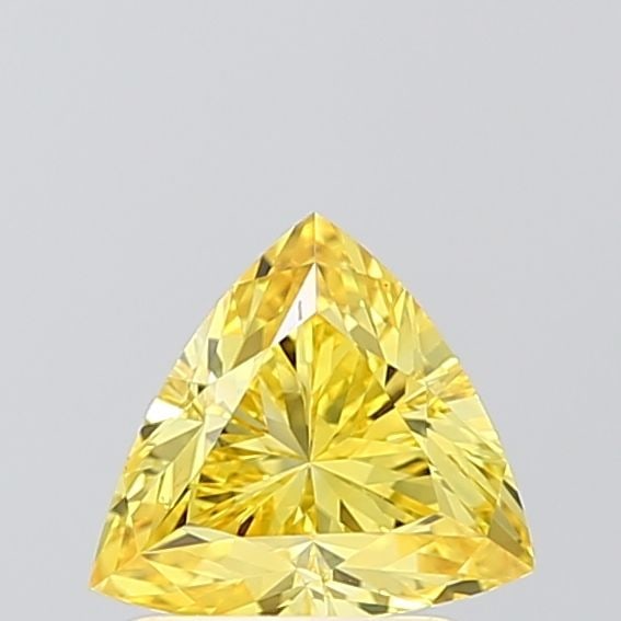 Loose Diamond - TRIANGULAR 1.09ct Fancy Vivid Yellow VVS2: Loose Diamond - TRIANGULAR 1.09ct Fancy Vivid Yellow VVS2 Source: This is a real non-mined Diamond that has been grown in a lab Shape: TRIANGULAR Carats: 1.09 Color: Fancy Vivid Yellow Certification: