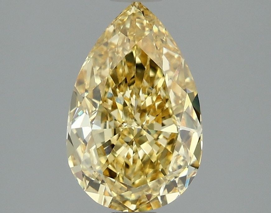 Loose Diamond - PEAR 2.03ct Fancy Intense Yellow VVS2: Loose Diamond - PEAR 2.03ct Fancy Intense Yellow VVS2 Source: This is a real non-mined Diamond that has been grown in a lab Shape: PEAR Carats: 2.03 Color: Fancy Intense Yellow Certification: IGI
