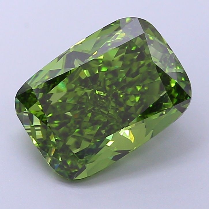 Loose Diamond - CUSHION MODIFIED 3.68ct Fancy Vivid Green VS1: Loose Diamond - CUSHION MODIFIED 3.68ct Fancy Vivid Green VS1 Source: This is a real non-mined Diamond that has been grown in a lab Shape: CUSHION MODIFIED Carats: 3.68 Color: Fancy Vivid Green Certif