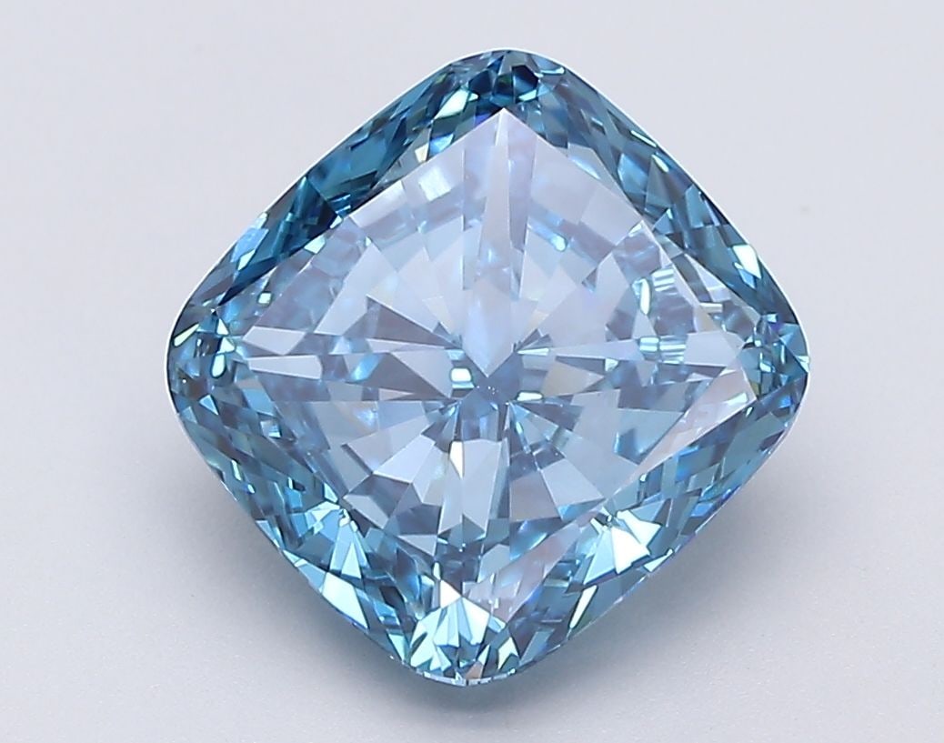 Loose Diamond - CUSHION MODIFIED 5.03ct Fancy Vivid Blue VS1: Loose Diamond - CUSHION MODIFIED 5.03ct Fancy Vivid Blue VS1 Source: This is a real non-mined Diamond that has been grown in a lab Shape: CUSHION MODIFIED Carats: 5.03 Color: Fancy Vivid Blue Certific