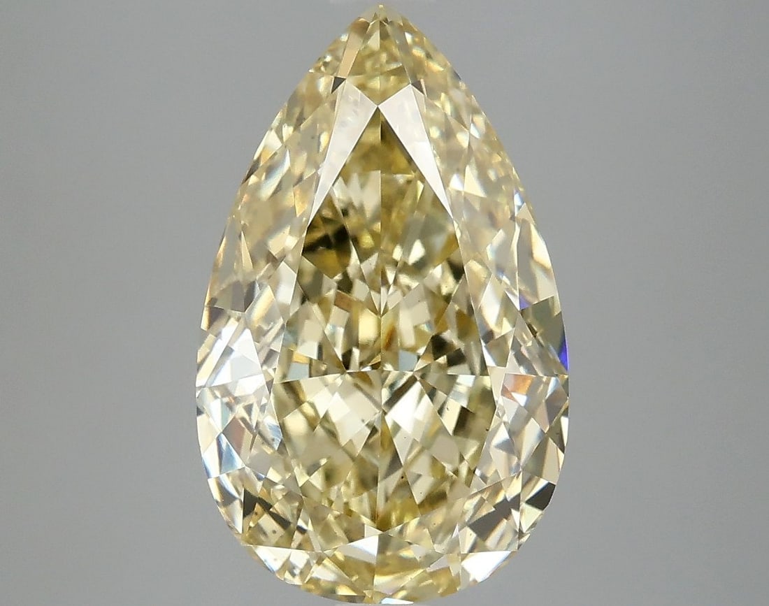Loose Diamond - PEAR 5.01ct Fancy Intense Yellow VS1: Loose Diamond - PEAR 5.01ct Fancy Intense Yellow VS1 Source: This is a real non-mined Diamond that has been grown in a lab Shape: PEAR Carats: 5.01 Color: Fancy Intense Yellow Certification: IGI