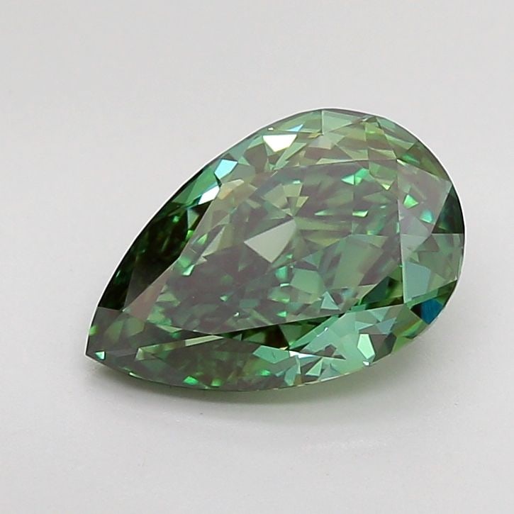 Loose Diamond - PEAR 2.13ct Fancy Vivid Green VS1: Loose Diamond - PEAR 2.13ct Fancy Vivid Green VS1 Source: This is a real non-mined Diamond that has been grown in a lab Shape: PEAR Carats: 2.13 Color: Fancy Vivid Green Certification: IGI Video: