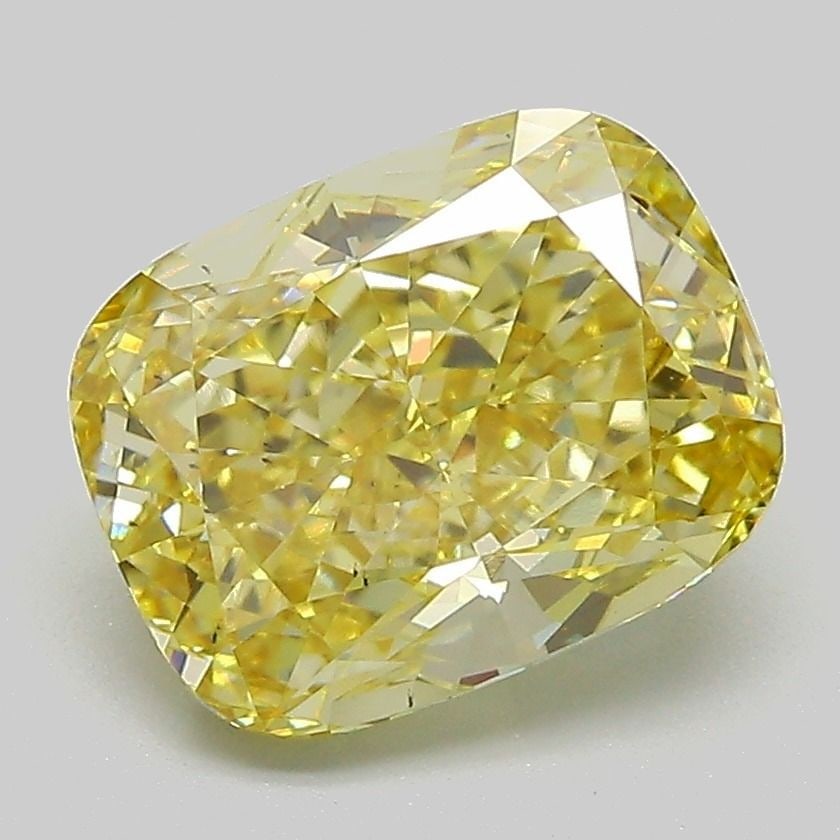 Loose Diamond - CUSHION MODIFIED 3.02ct Fancy Intense Yellow VS2: Loose Diamond - CUSHION MODIFIED 3.02ct Fancy Intense Yellow VS2 Source: This is a real non-mined Diamond that has been grown in a lab Shape: CUSHION MODIFIED Carats: 3.02 Color: Fancy Intense Yellow