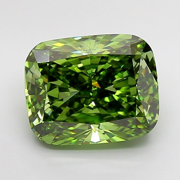 Loose Diamond - CUSHION BRILLIANT 5.01ct Fancy Vivid Green VS2: Loose Diamond - CUSHION BRILLIANT 5.01ct Fancy Vivid Green VS2 Source: This is a real non-mined Diamond that has been grown in a lab Shape: CUSHION BRILLIANT Carats: 5.01 Color: Fancy Vivid Green Cert