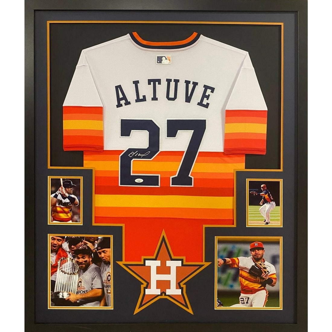 Jose Altuve Signed Framed Astros Jersey JSA Authenticated: Jose Altuve Signed Framed Astros Jersey JSA Authenticated This is a stunning autographed Jose Altuve framed jersey from the Houston Astros. Authenticated by JSA, a leading name in sports memorabilia a