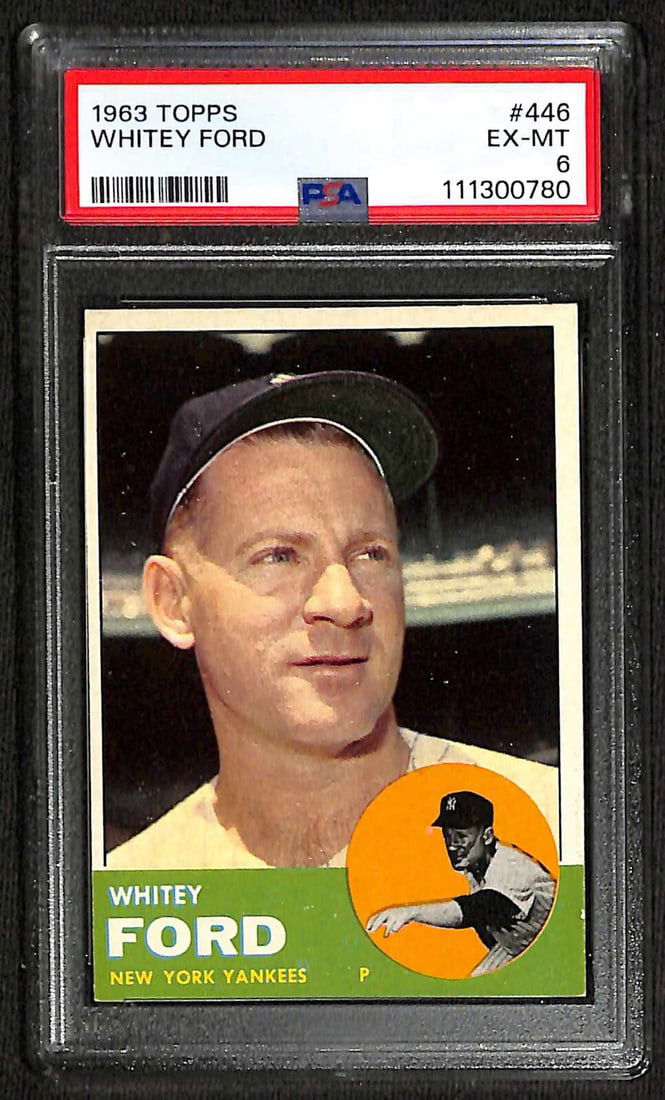 1963 Topps #446 Whitey Ford Yankees HOF PSA 6 Baseball Card (1 of 1)