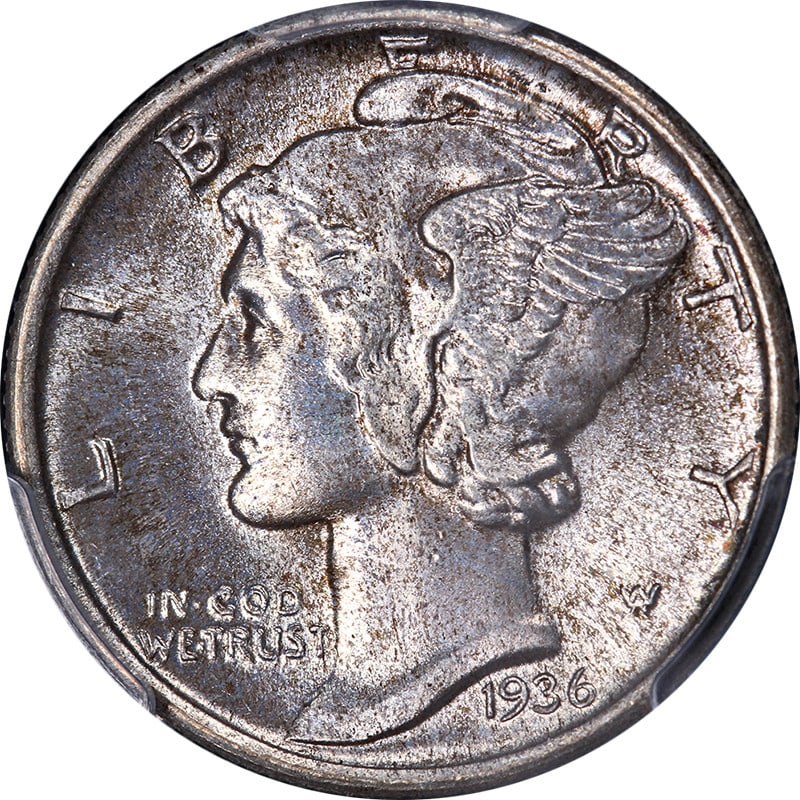 1936-P Mercury Dime PCGS MS66+ FB Silver Coin with Strong Strike (1 of 4)