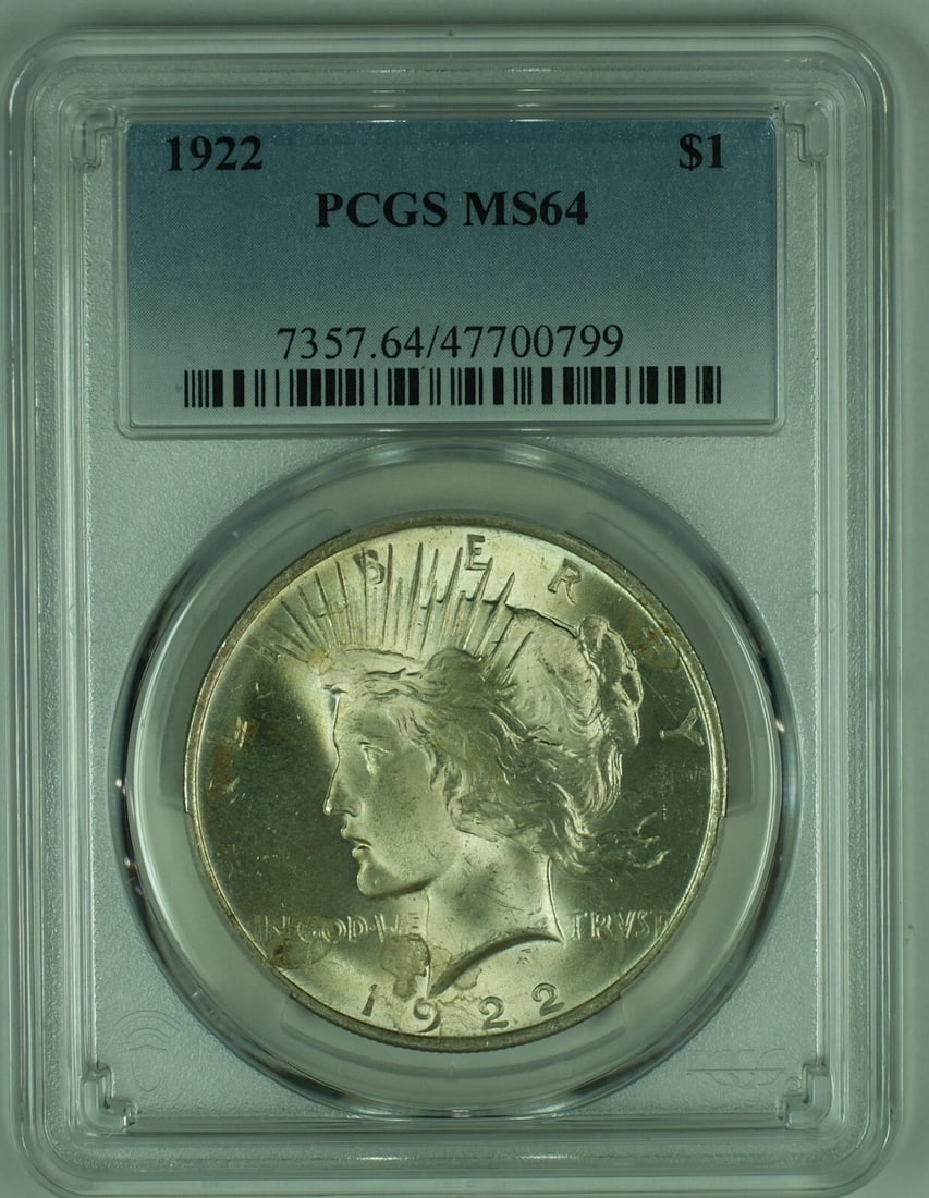 Set of 4 1922 Peace Silver Dollars PCGS MS 64 Certified (1 of 2)