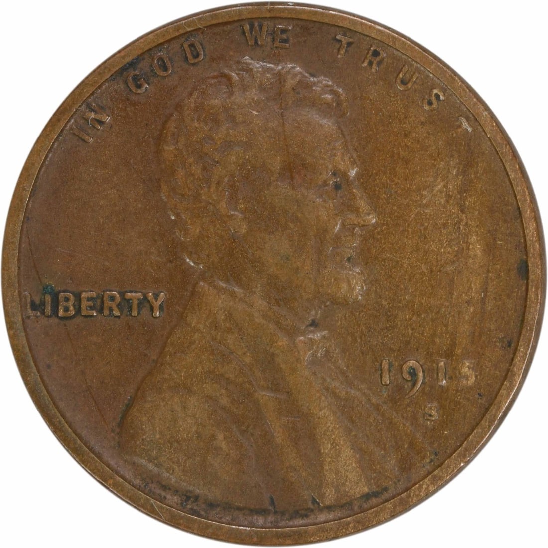 1915-S Lincoln Wheat Cent EF Uncertified Copper Coin (1 of 2)