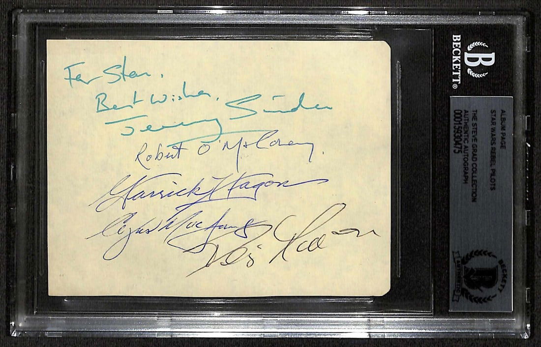 Star Wars Rebel Pilots Signed Album Page 5 Signatures Beckett Authenticated: Star Wars Rebel Pilots Signed Album Page 5 Signatures Beckett Authenticated This unique signed album page features the autographs of five actors known for their roles as Rebel Pilots in Star Wars. Sig