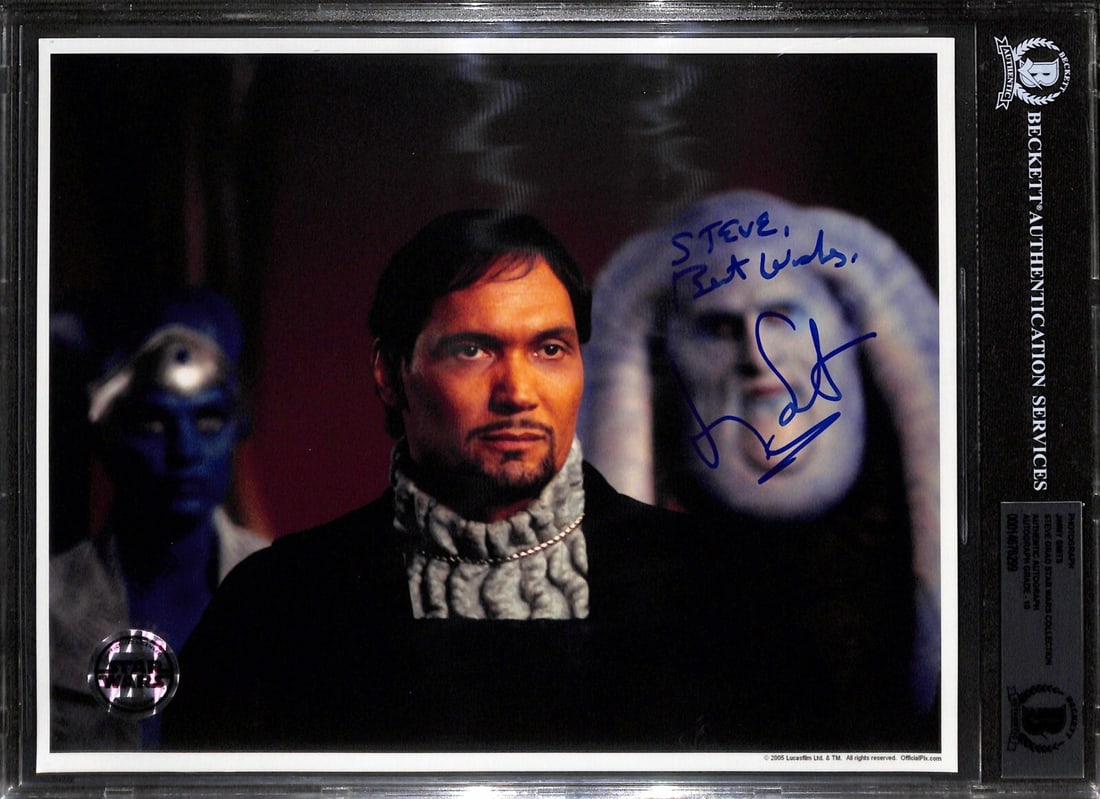 Autographed 8x10 Jimmy Smits as Bail Organa Star Wars Photo Beckett 10: Autographed 8x10 Jimmy Smits as Bail Organa Star Wars Photo Beckett 10 This is an authentic 8x10 Official Pix photograph signed by Jimmy Smits, who portrayed Senator Bail Organa in Star Wars. The auto