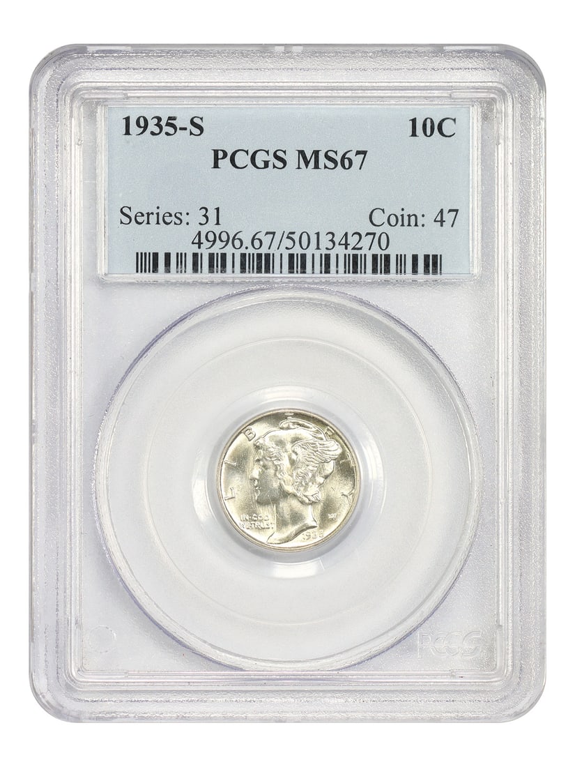 PCGS Certified 1935-S Mercury Dime MS67 San Francisco Mint 10C (1 of 4)