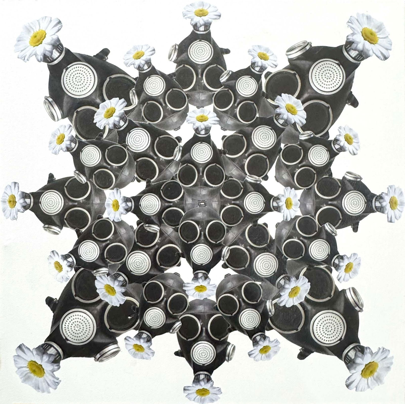 Spring War Collection Mixed Media Collage by Tetiana Kalivoshko 16 x 16 in: Spring War Collection Mixed Media Collage by Tetiana Kalivoshko 16 x 16 in "Breath Mandala #5" is a mixed media collage on canvas by Tetiana Kalivoshko, created in 2024 as part of the Spring War Colle