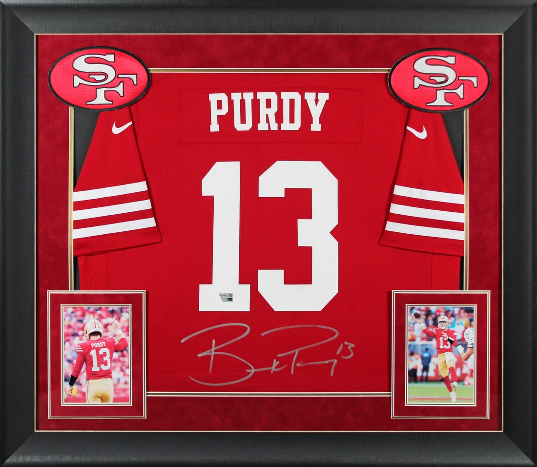 Brock Purdy Signed Red Nike Game Jersey Framed San Francisco 49ers: Brock Purdy Signed Red Nike Game Jersey Framed San Francisco 49ers This authentic signed red Nike game jersey features the autograph of Brock Purdy, quarterback for the San Francisco 49ers. It is a re