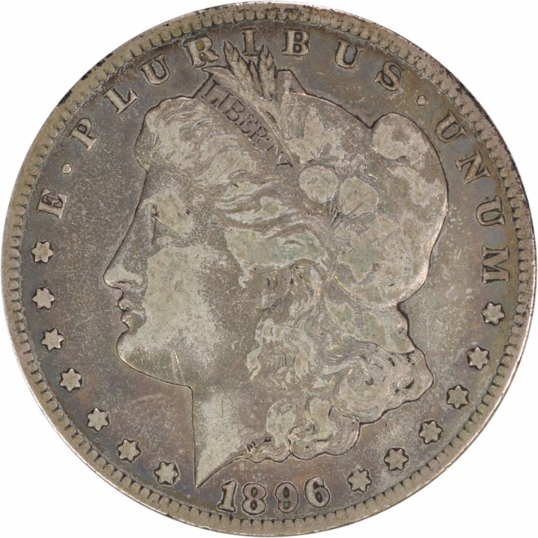 1896-S Morgan Silver Dollar F Uncertified 90% Silver Coin: 1896-S Morgan Silver Dollar F Uncertified 90% Silver Coin This 1896-S Morgan Silver Dollar features a historic design by George T. Morgan and is made of 90% silver and 10% copper. The coin is certifie