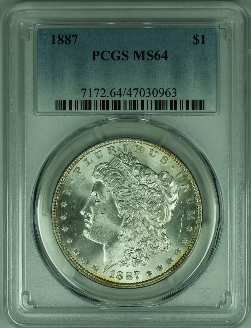 PCGS MS-64 Graded 1887 Morgan Silver Dollar from Philadelphia Mint (1 of 2)
