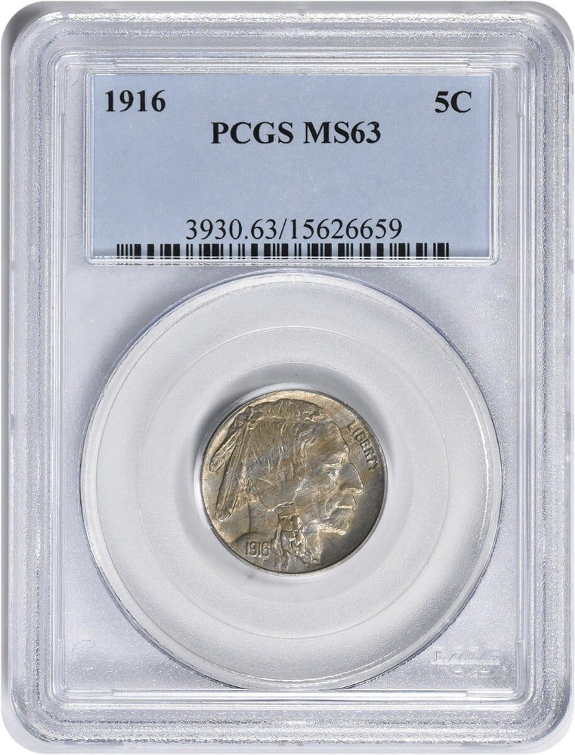 1916 Buffalo Nickel 5C MS63 PCGS Certified Uncirculated (1 of 2)