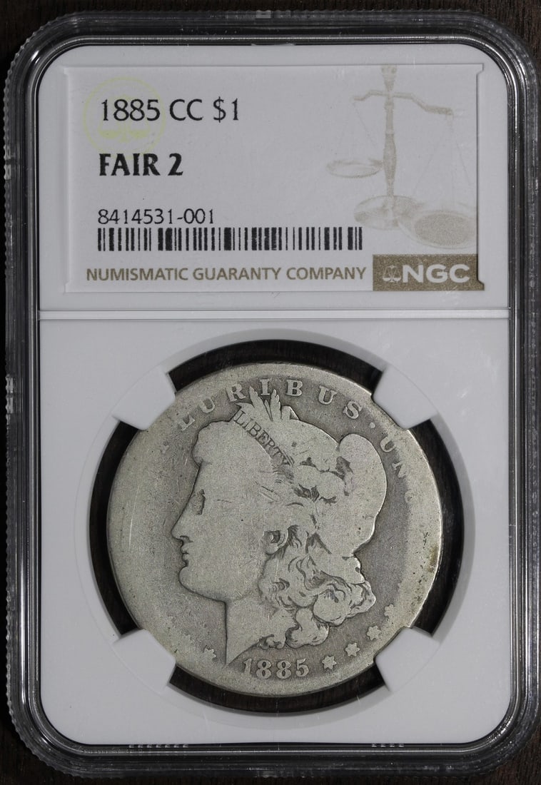 1885-CC Morgan Silver Dollar NGC FR02 Carson City Lowball: 1885-CC Morgan Silver Dollar NGC FR02 Carson City Lowball This 1885-CC Morgan Silver Dollar is a unique piece of numismatic history, showcasing the classic design of the iconic Morgan dollar. Minted i