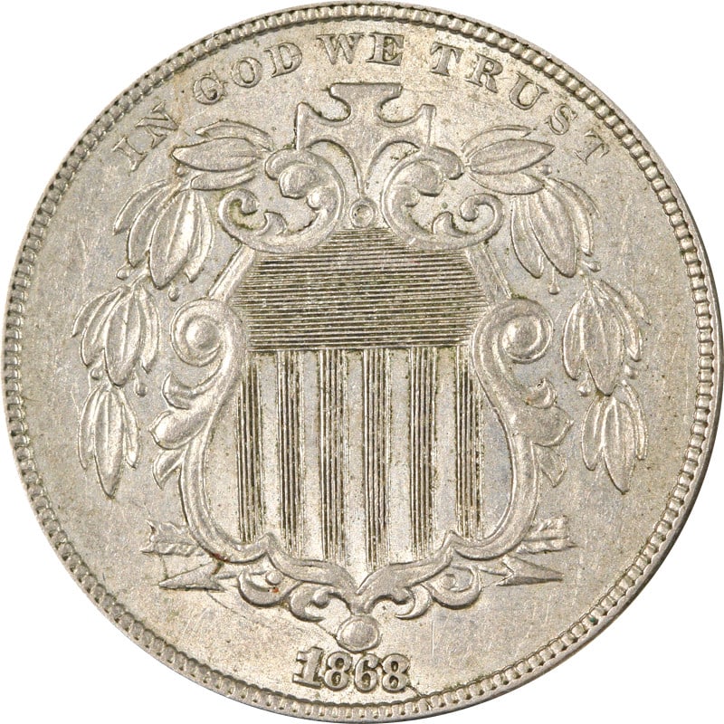 1868 Shield Nickel Choice Circulated Nickel Coin (1 of 2)