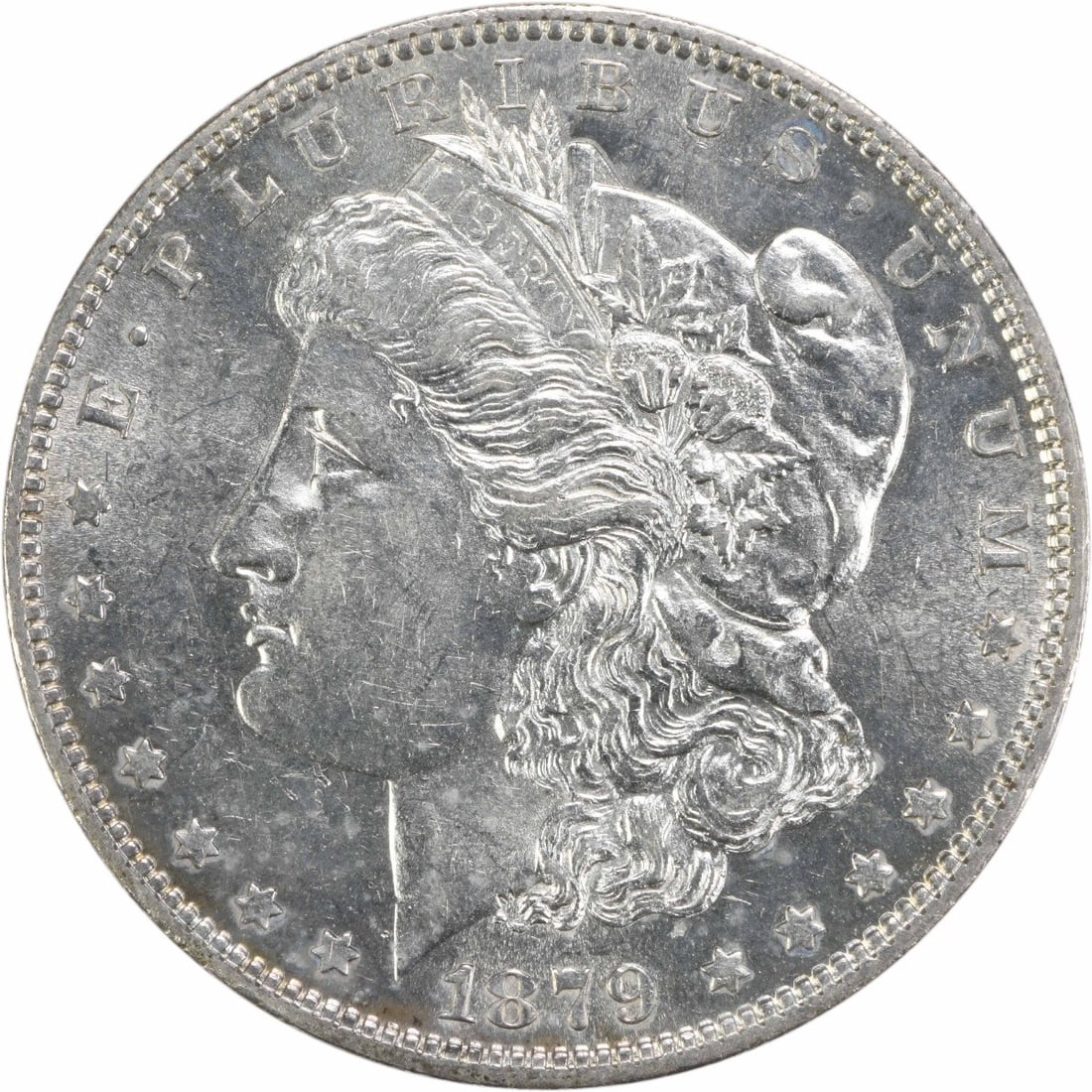 1879-O Morgan Silver Dollar AU Uncertified New Orleans Mint: 1879-O Morgan Silver Dollar AU Uncertified New Orleans Mint This 1879-O Morgan Silver Dollar features the iconic design by George T. Morgan and was minted in New Orleans. With a composition of 90% sil