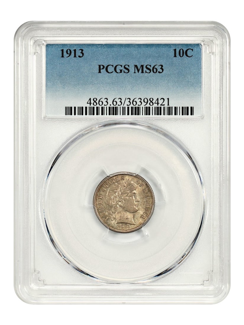 1913 Barber Dime 10C Uncirculated PCGS MS63 Philadelphia (1 of 4)