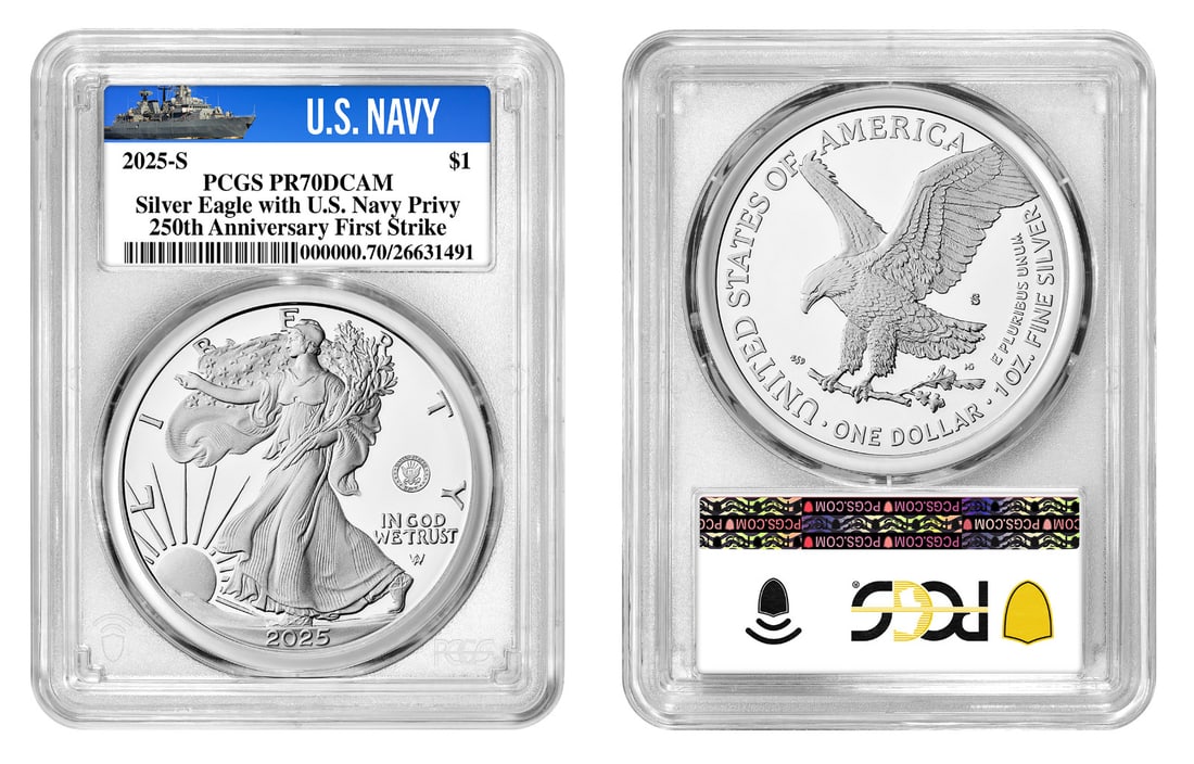 2025-S Proof American Silver Eagle U.S. Navy Privy PR70 PCGS (1 of 1)