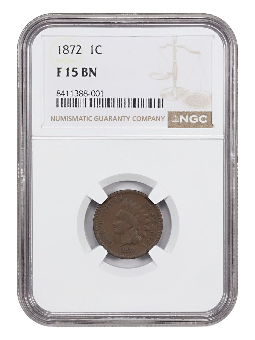 NGC Graded 1872 Indian Head Cent Fine 15 Key Date (1 of 4)