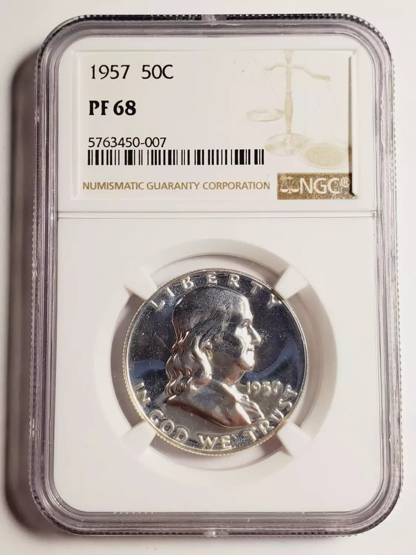 1957 P Franklin Half Dollar NGC PF-68 Uncirculated Silver Coin (1 of 2)