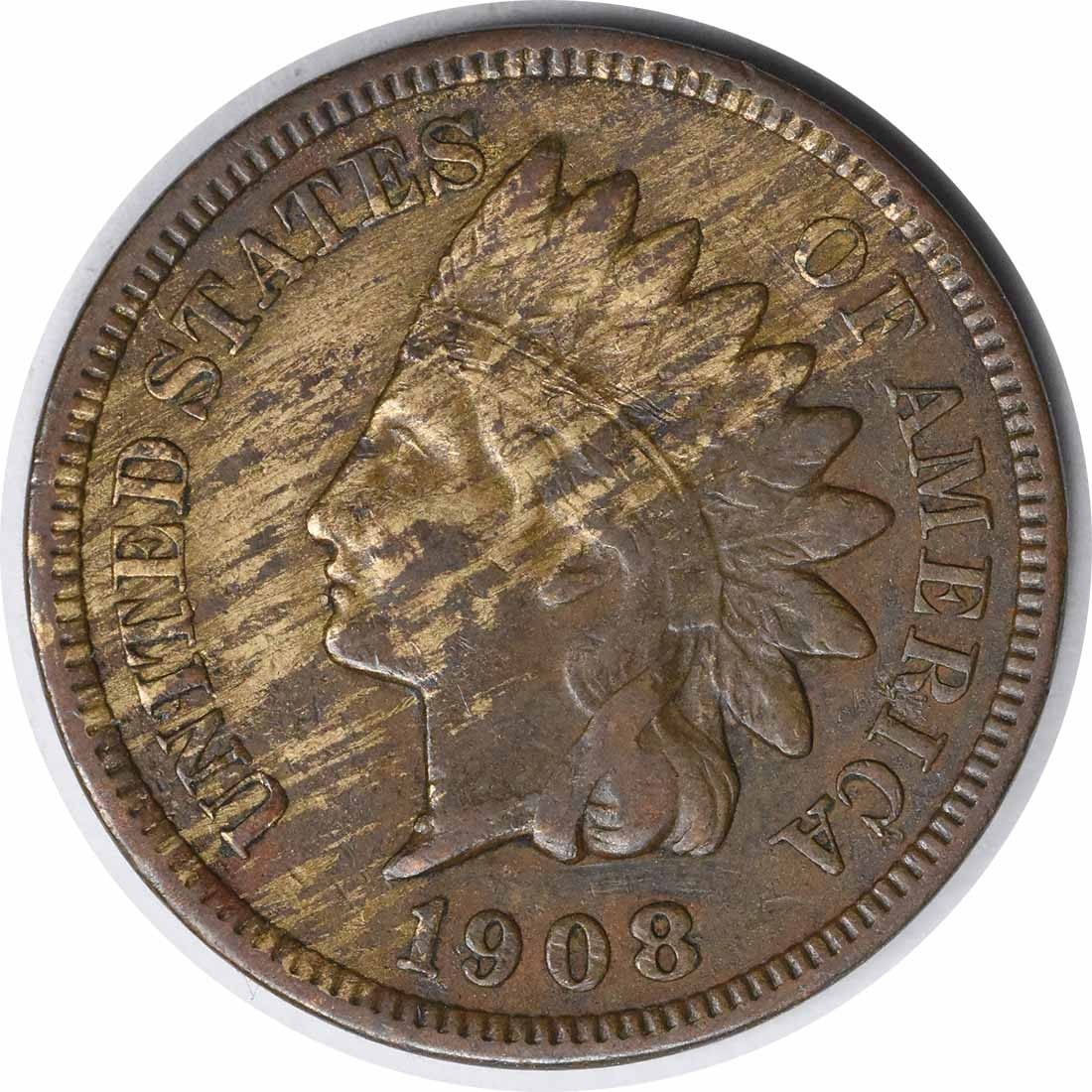 1908-S Indian Head Cent VF Circulated Copper Coin: 1908-S Indian Head Cent VF Circulated Copper Coin This 1908-S Indian Cent is a vintage collectible with a grade of Very Fine (VF) and is in circulated condition. Minted in San Francisco, this small ce