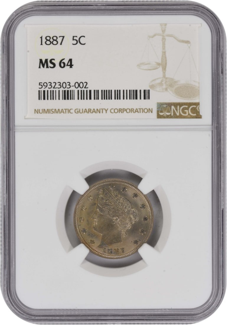 1887 United States Liberty Nickel NGC MS64 Graded Uncirculated Coin (1 of 2)
