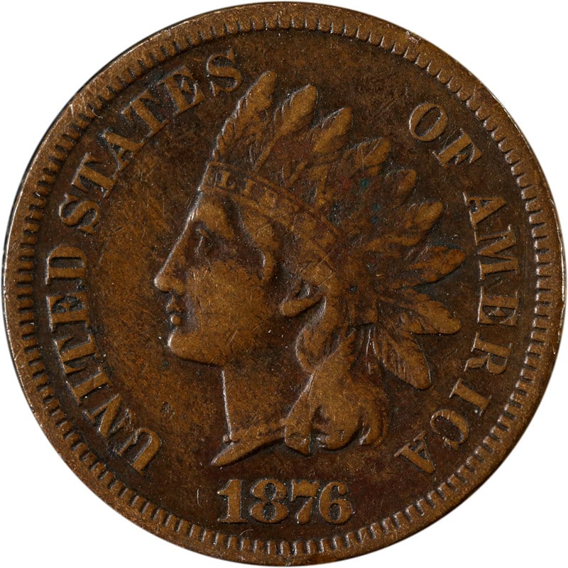 1876 Copper United States Indian Head Cent Circulated Example (1 of 2)