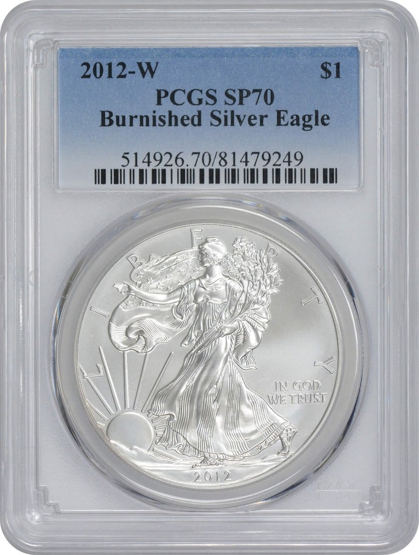 2012-W American Silver Eagle Burnished SP70 PCGS 1 oz Silver (1 of 2)