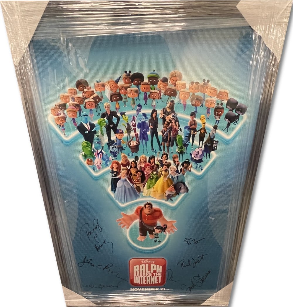 Ralph Breaks The Internet Autographed Cast Poster Framed JSA Certified: Ralph Breaks The Internet Autographed Cast Poster Framed JSA Certified Celebrate the magic of animation with this original autographed cast poster from Ralph Breaks The Internet. This framed poster fe