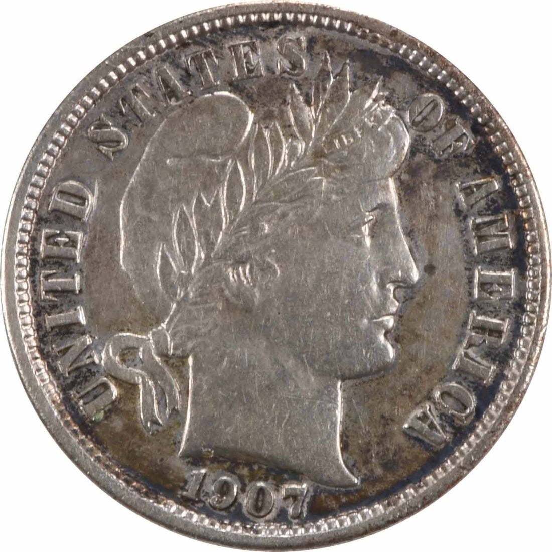 1907-S Barber Silver Dime AU Uncertified 10C San Francisco (1 of 2)