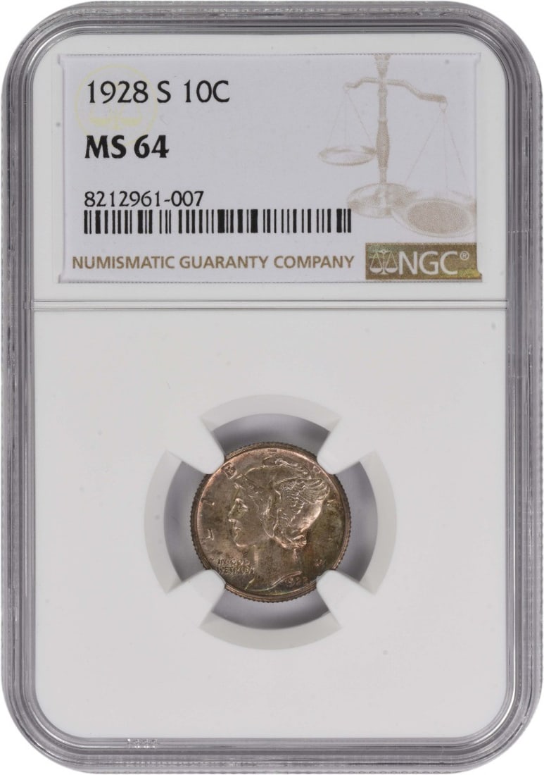 MS64 Graded 1928 San Francisco Mercury Dime Certified by NGC (1 of 2)