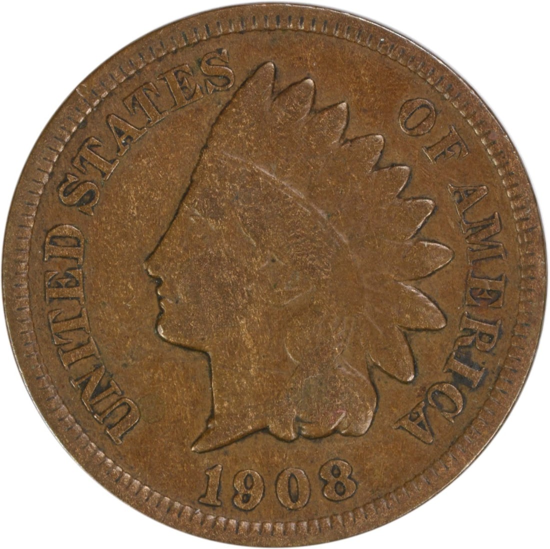 San Francisco Mint 1908 Indian Head Cent VG Grade Uncertified: San Francisco Mint 1908 Indian Head Cent VG Grade Uncertified This is a 1908-S Indian Head Cent from the United States, minted in San Francisco. The coin is circulated and features a composition of 95